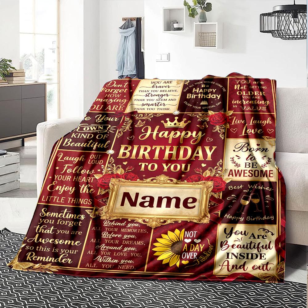 Happy Birthday Celebrationcustomize Your Name Blanket Soft And Comfortable It'S The Perfect Gift For Family Friends Or Loved Ones Suitable For All