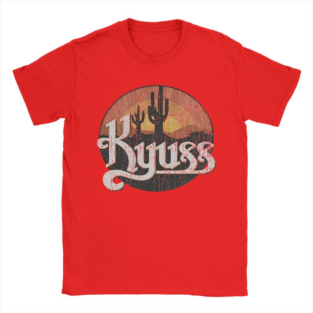Men's T-Shirt Kyuss Sunset 1987 Queens Vintage Pure Cotton Tee Shirt Short Sleeve  T Shirts Round Collar Clothing 6XL