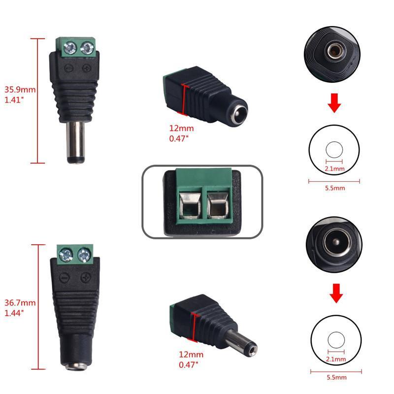 No Soldering Required Male Female CCTV Monitoring Video Cable Plug Connector for Home Indoor Surveillance Cabling