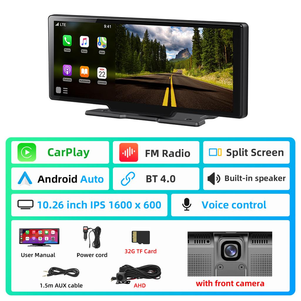 AD 7inch Carplay MP5 Player Portable BT Touch Srceen Wireless Carplay Android Auto Car Radio for iPhone Android Video Stereo