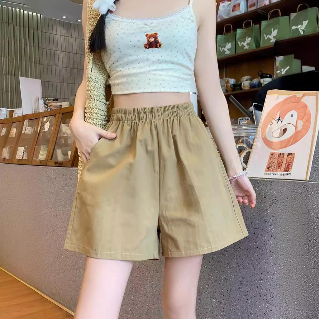 Large Size Elastic Waist Small Work Shorts for Women New Summer Fat Mm Wide-leg Pants Casual and Versatile