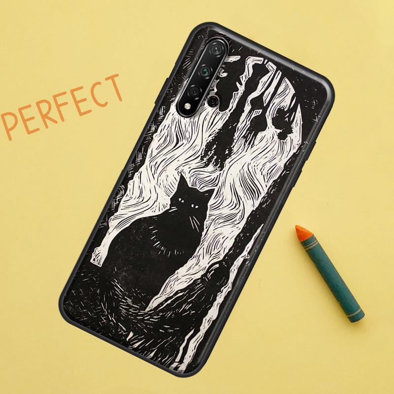 Witch Black Cat Case For Huawei Nova 9 10 SE 11i 8i 7i 3i Nova 5T Y60 Y61 Y70 Y90 P20 P30 P40 Lite P60 Pro