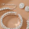 3 Pcs/Set Women Jewelry Set Rhinestone Double-layered Floral Decor Necklace Earrings Bracelet Set Adjustable Length Bride