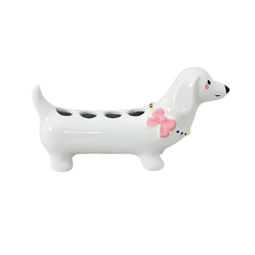 4 Slot Dachshund Toothbrush Holder Ceramic Toothpaste Toothbrush Base Bathroom Accessories