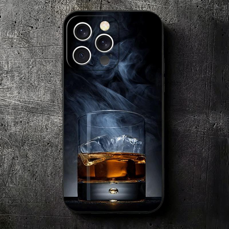 Мягкий чехол для телефона с изображением сигары, виски и льда для iPhone 16 16E 17 Air 15 Pro Max 14 Plus 13 Mini 11 12 7 Черный чехол Задняя крышка