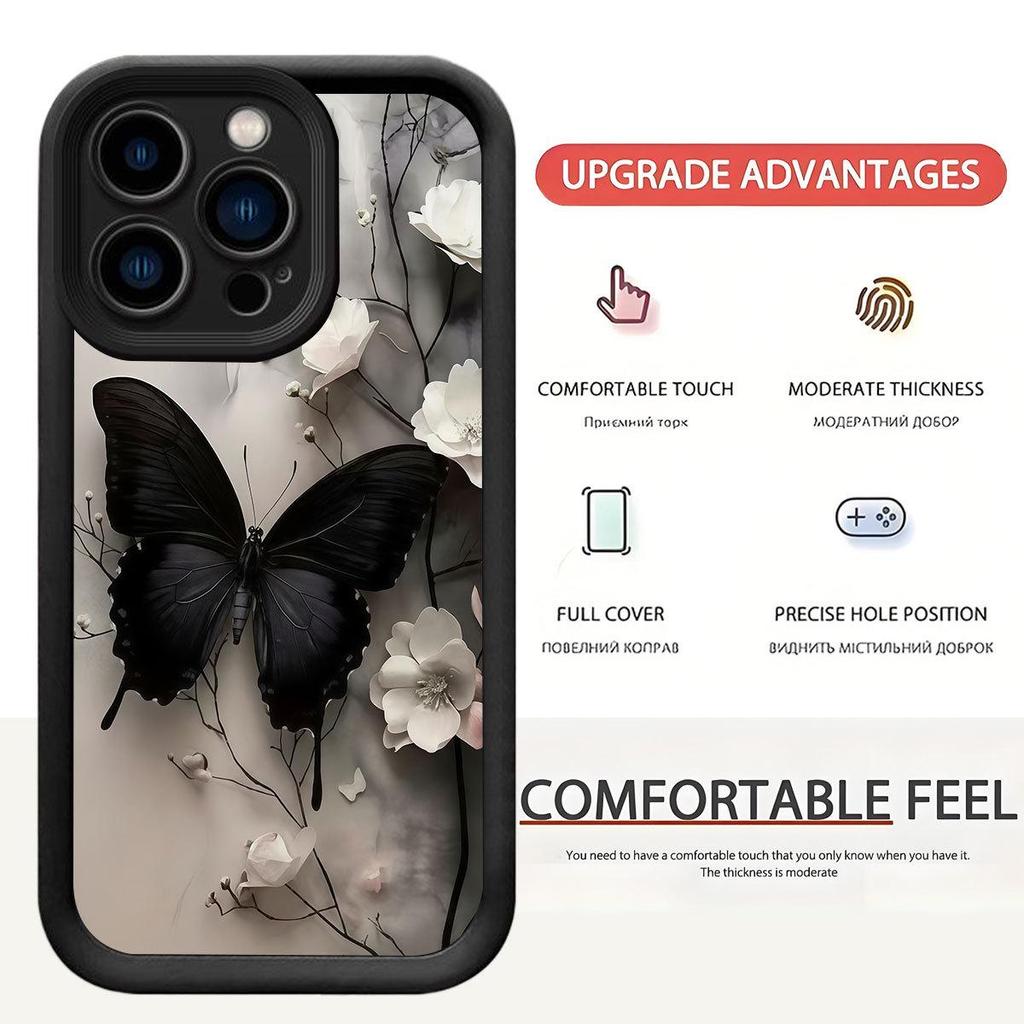 Черный Чехол-Грув с Бабочкой для iPhone 14-17 Pro Max