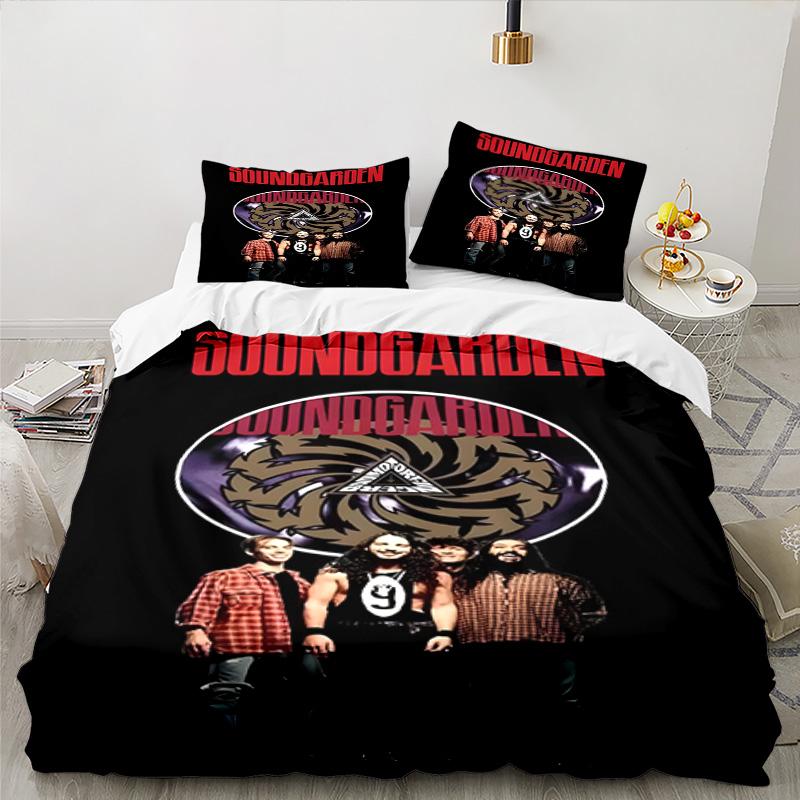 3PCS Sound-garden Bedding Set Printed Duvet Cover Closure Includes 1 Duvet Cover & 2 Pillowcases for All Seasons Bedroom Decor
