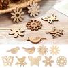 50Pcs Wooden Wall New Year Snowman Snowflake Gift Decor Christmas Party Decorations Cartoon Wood Chip Xmas Tree Hanging Ornament