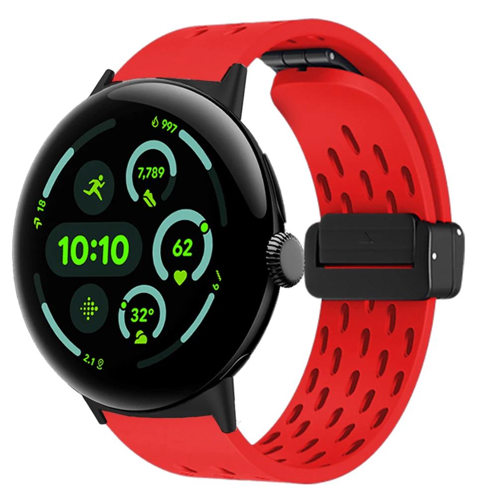 Дышащий силиконовый ремешок для Google Pixel Watch 3 45 мм Магнитный браслет для Pixel Watch 3 41 мм Заменяемые аксессуары для браслета