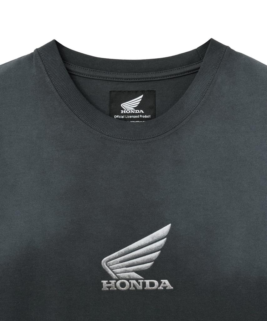 PHYPS MOTORCYCLE Winglogo Spray Dying Short Sleeve Charcoal