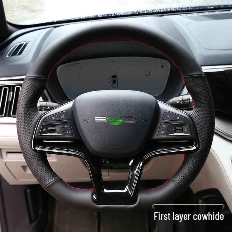 Hand-Stitched Steering Wheel Cover for BYD Song Plus/Pro & Qin Plus New Energy Models
