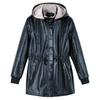 Осенне-зимняя женская флисовая кожаная куртка Slim Plus Velvet Leather Hooded Jacket Thick Flocked Leather Coat