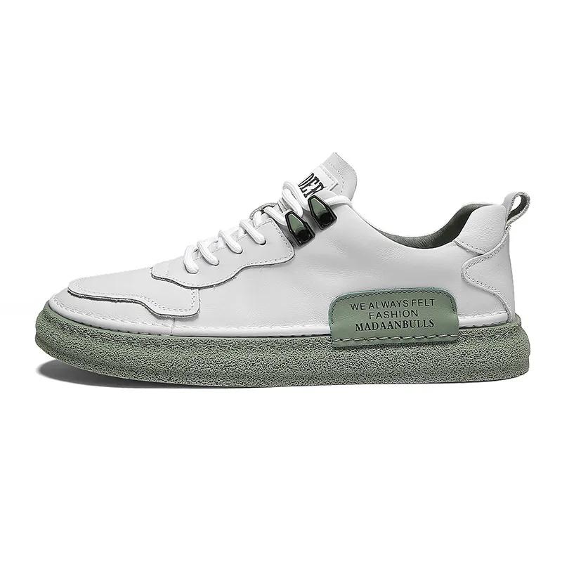 Модные белые повседневные кожаные туфли мужские вулканизированные туфли мужские туфли 2024 новый тренд скейтборд удобная обувь для отдыха мужские кроссовки теннис