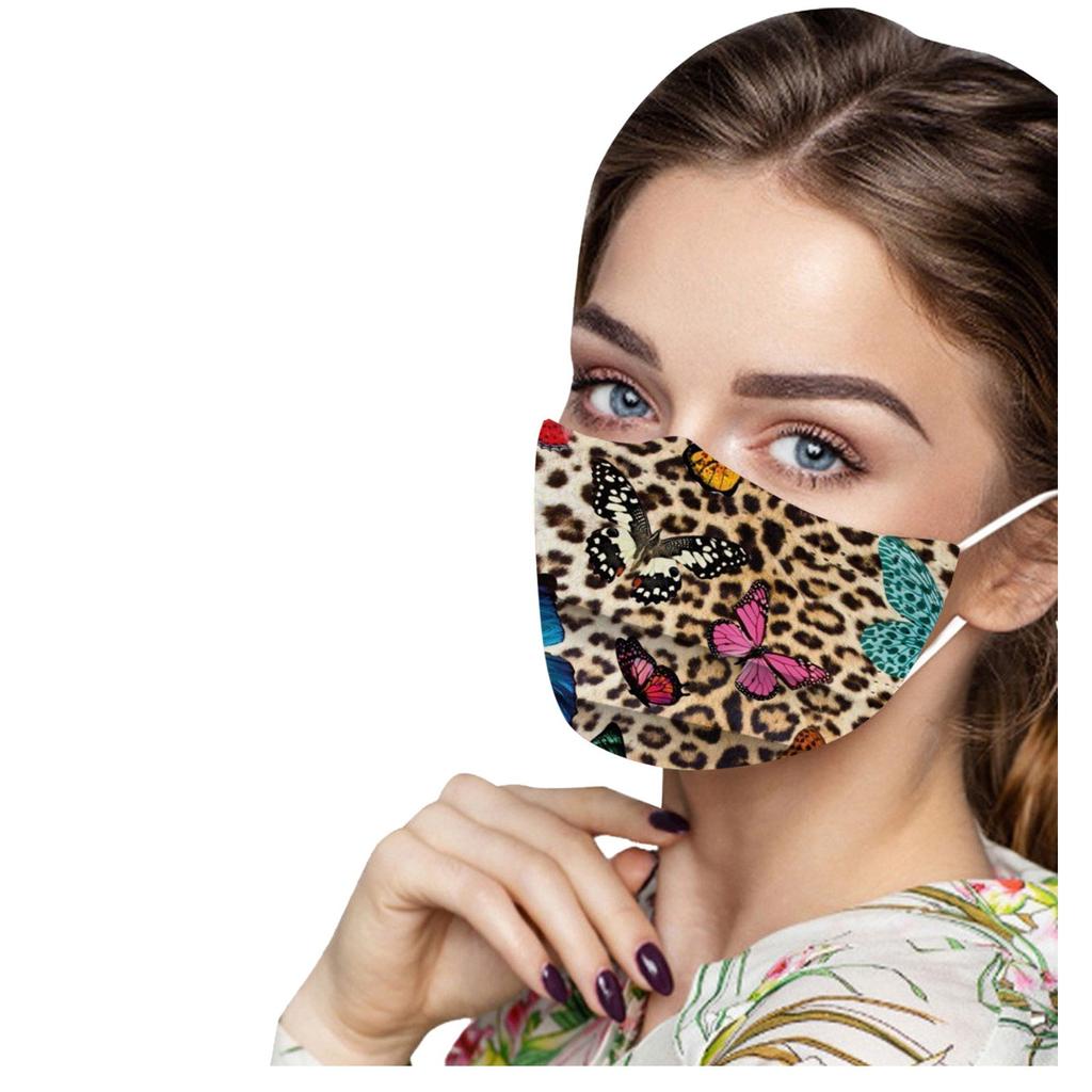 Трехслойная одноразовая защитная маска для взрослых с леопардовым принтом и бабочкой, 10 шт.