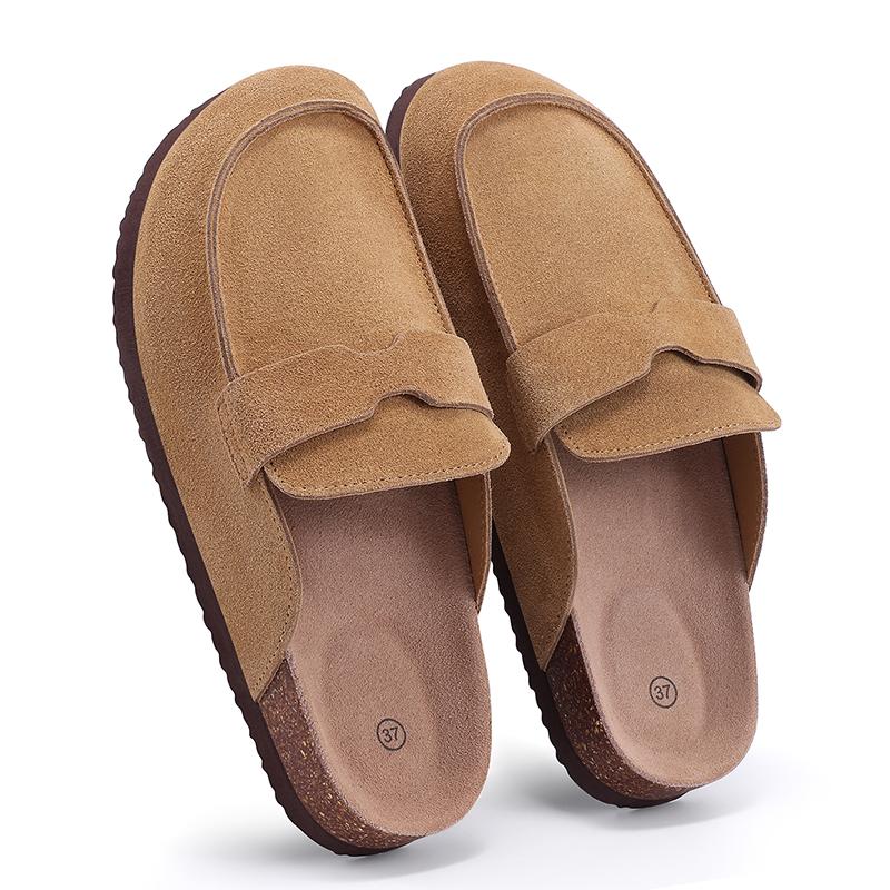 Fashion Kidmi New Women's Slippers Comfortable Cork Sole Genuine Cow Suede Clogs Indoor And Outdoor Potato Shoes Popular Beach Slippers