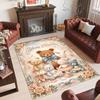Teddy Bear Theme Crystal Velvet Rug Personalized Custom Name Text Soft Floor Mat Home Decor