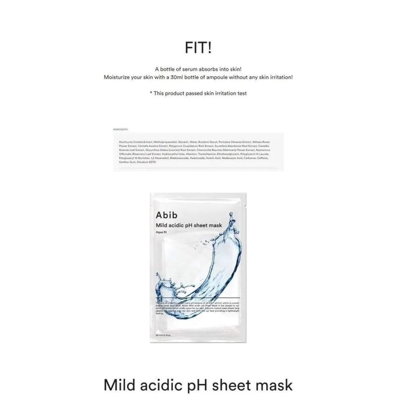 Abib - Mild Acidic pH Sheet Mask - 6 Types
