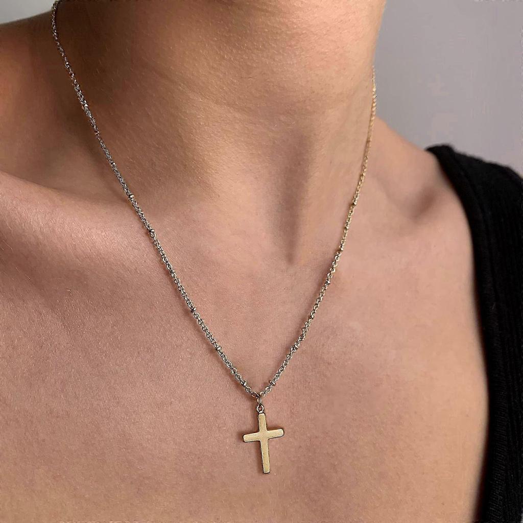 Cross Necklace For Women, Plated 14k Gold Plated/sterling Silver Chain Necklace Dainty Layered Gold Cross Pendant Necklace Simple Cute Necklaces For W