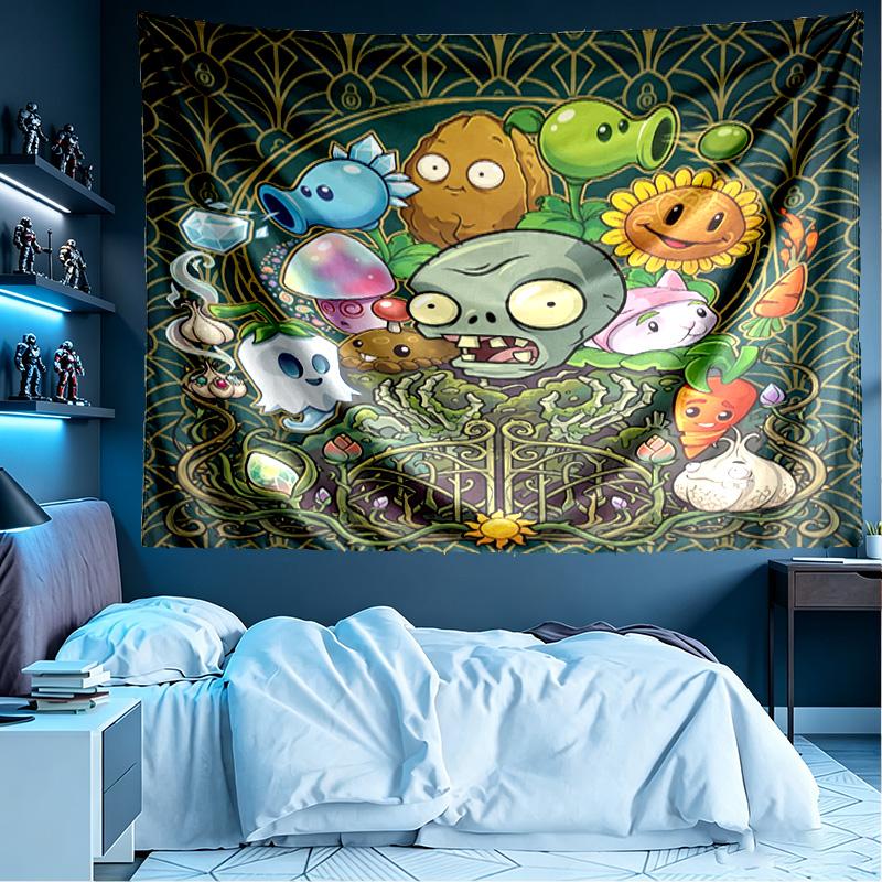 Plants VS Zombies Print Tapestry, Lightweight Wall Hanging, for Bedroom, Dorm, Living Room, Home Art Decor, Birthday Christmas Gift for Friends