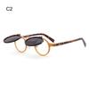 Steampunk Flip Up Sunglasses Retro Rivets Vintage Small Round Popular Sun Glasses Double -Layer Flip Lens Punk Eyeglasses Uv400