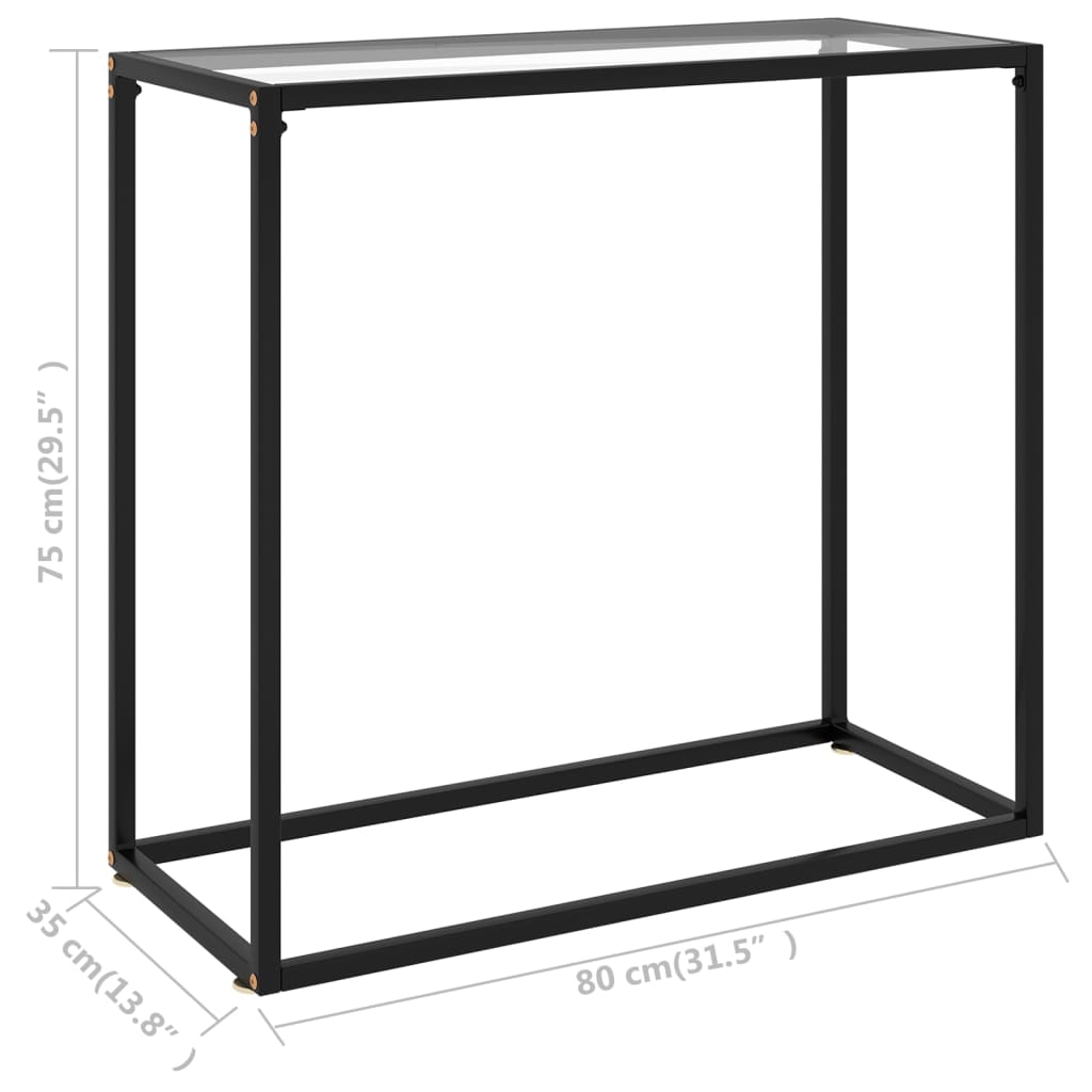 Console Table Transparent 80 x 35 x 75 cm Tempered Glass