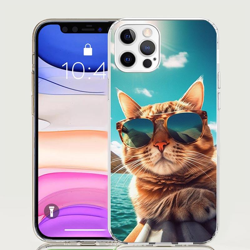 Милый Кот Смотрит на Море Чехол для Телефона для Apple iPhone 17 Air 16 15 Plus 14 + 13 Mini 12 11 Pro Max 7 8 SE 16Max Мягкая Накладка