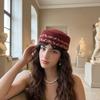 Шляпа-таблетка с узором Fair Isle во французском стиле Элегантная шляпа-федора Шерстяная цилиндровая шляпа Коктейльное мероприятие