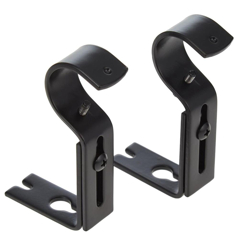 Black Metal Roman Curtain Rod Support With Adjustable Design For Living Room Windows