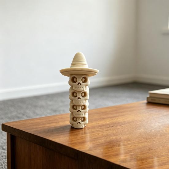 3D Printed Stacking Figurine Skull Hat Stacked Gothic Wearing Skull Statue Sculpture