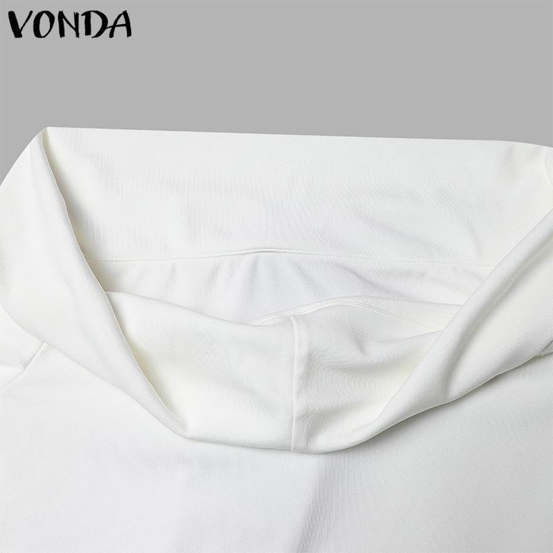 VONDA Женские винтажные обтягивающие однотонные футболки с открытыми плечами и длинным рукавом