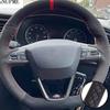 Hand Stitched Suede Leather Steering Wheel Cover For Seat Leon Cupra R Leon ST Cupra Leon ST Cupra Ateca Cupra Ateca FR