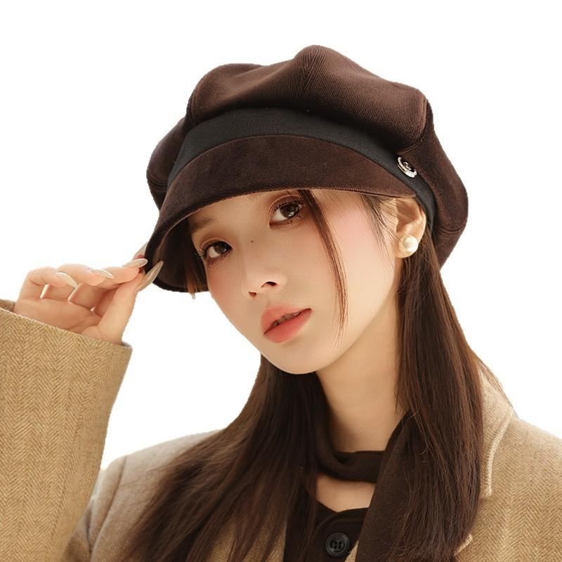 Autumn and Winter Retro Warm Beret Korean Windproof Casual Hat Women British Style Octagonal Hat Versatile Painter Hat New