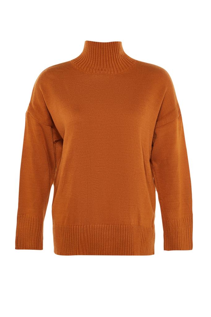 Женская мода, новый свитер больших размеров, водолазка с корицей, трикотаж с низкими плечами, свитер