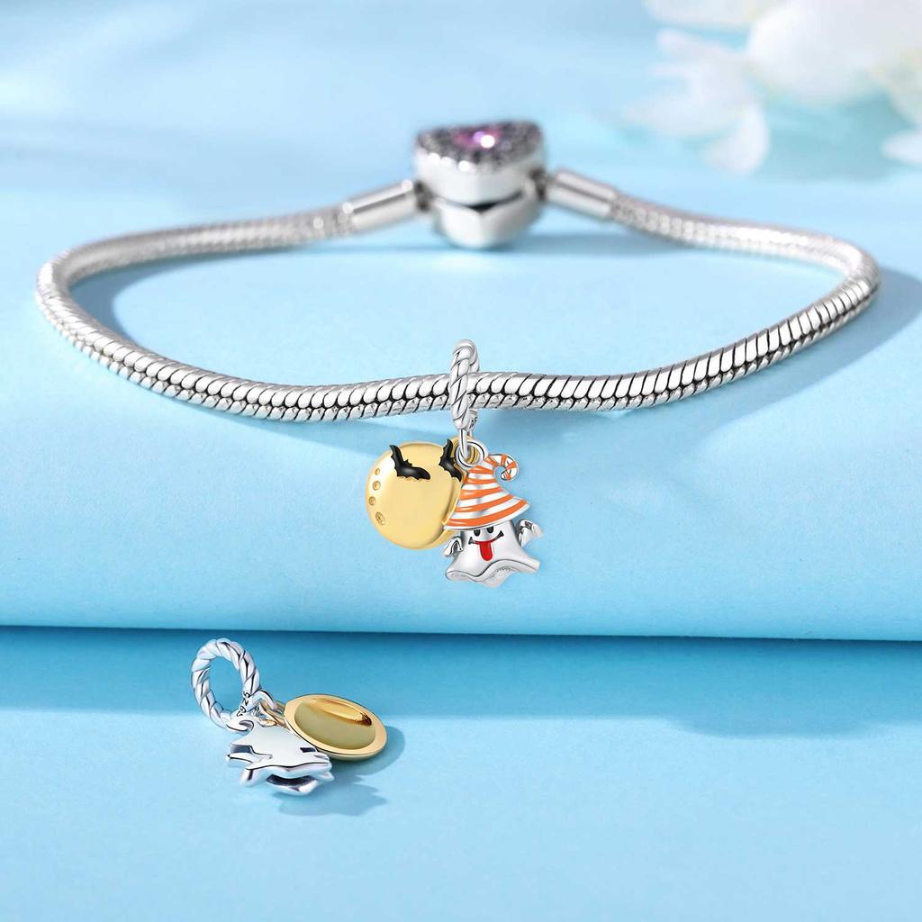 Аутентичные Оригинальные Медные Металлические Шармы-Бусины Компоненты Роскошная Луна Милый Демон Хэллоуин Подвеска Бусина Компоненты Бусин Совместимые С