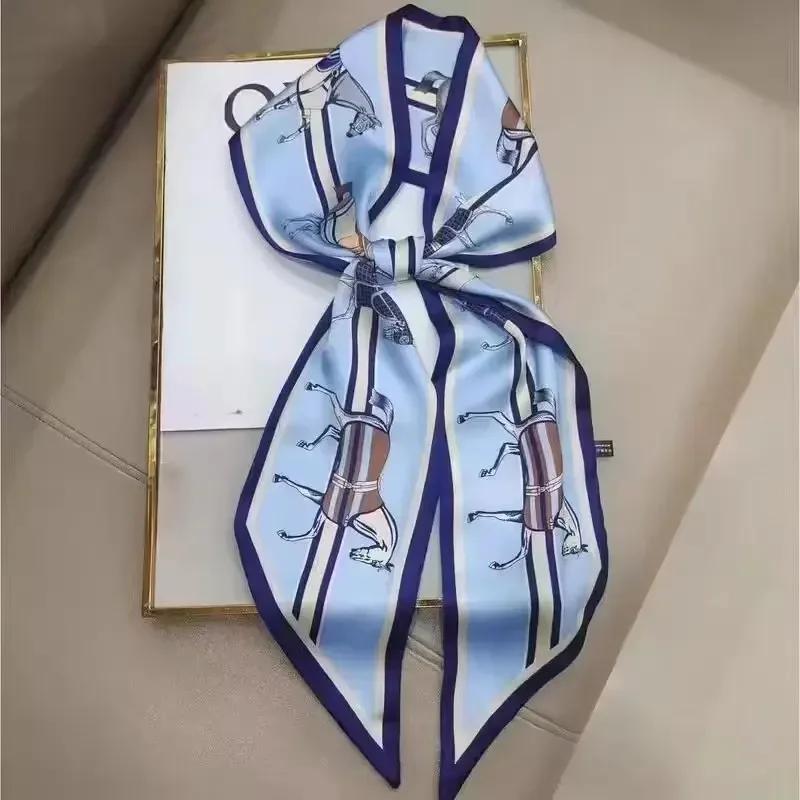 Luxury Design Zebra In Flowers Women Scarf Luxury Silk Scarf Fashion Hair Headband Foulard Skinny Bag Scarves Neckerchief Lady