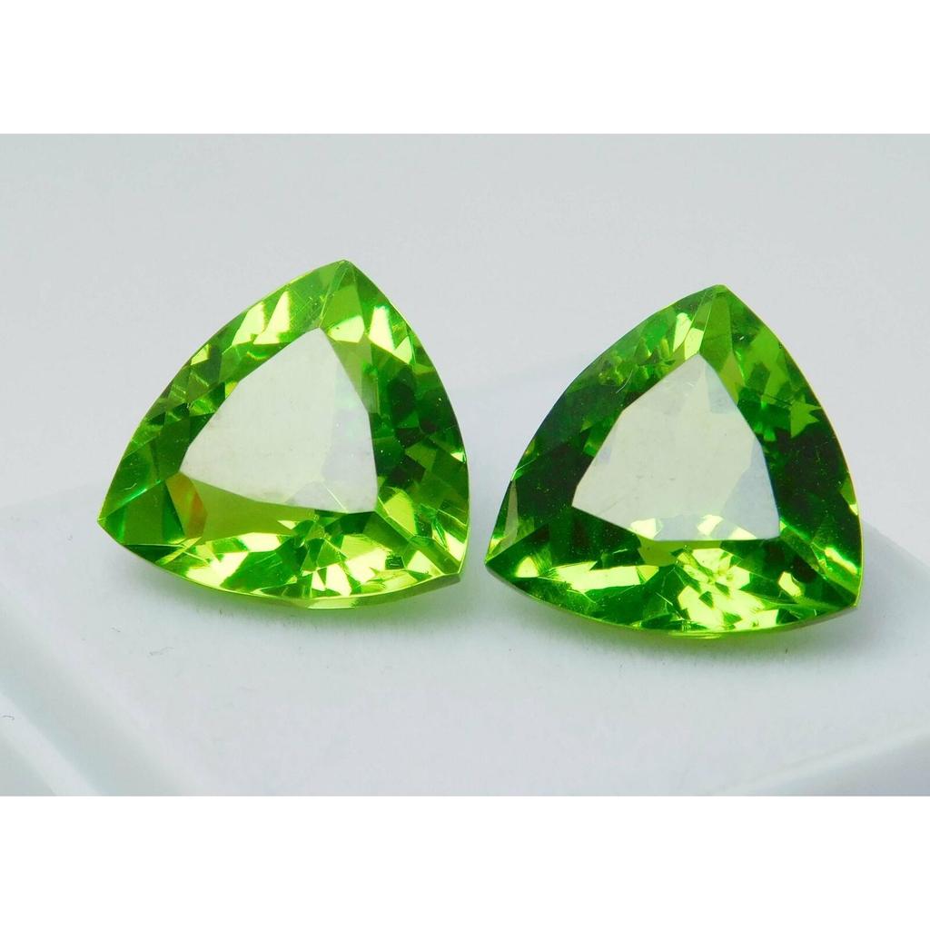 19 Ct Natural Peridot Green Trillion Shape   Loose Gemstones Pair