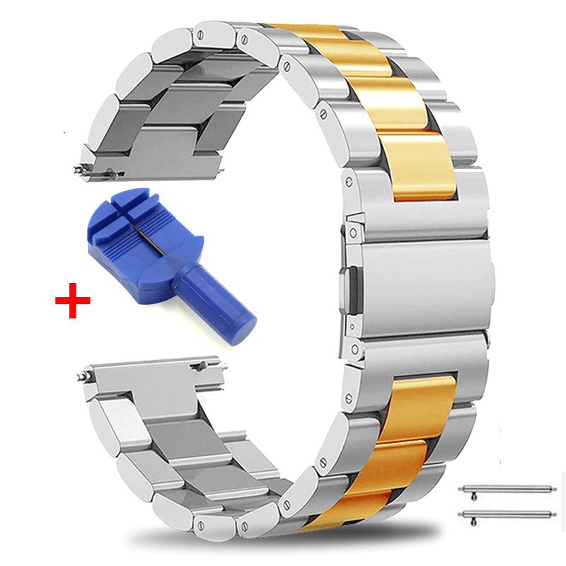 22 мм 20 мм 18 мм Металлический ремешок для Samsung Galaxy Watch 3 4 Active2 S2 Gear S3 Gt 2 Huawei GT2/Amazfit GTR Браслет из нержавеющей стали Подарок на День матери