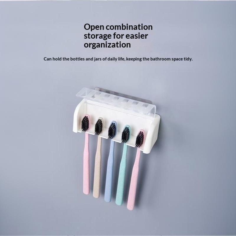 Removable Adhesive Toothbrush Holder Non-Marking No Drill Waterproof Wall Mount for Bathroom Use