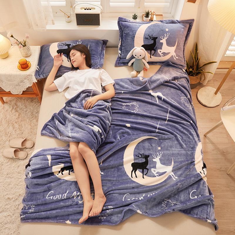 Фланелевый плед и простыня двойного назначения: Плотное, Теплое, Зимнее и Всесезонное Одеяло для Общежития или Дома, Одинарное/Двуспальное