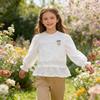 Zhongda Children's White Printed Shirt Spring and Autumn Versatile Princess Style Top