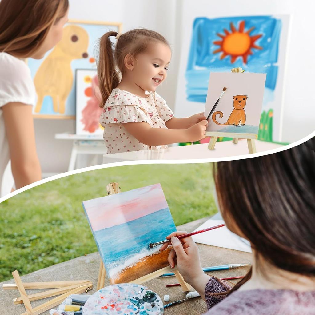 Conda 6 Pack 9 Inch Mini Wooden Display Easels, A-Shaped Mini Easel Stand for Small Painting, Painting Party Easel for DIY Crafts, Photos, Gift,