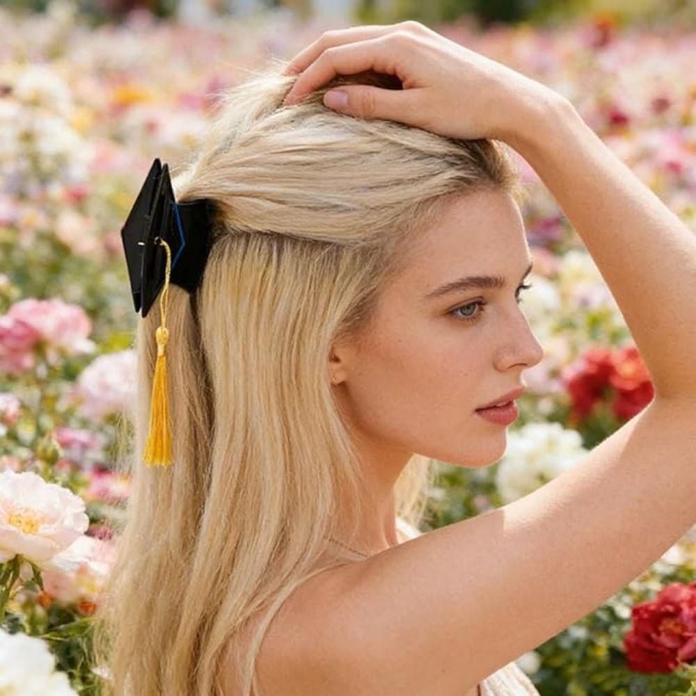 1/2Pcs Portable Graduation Hair Claw Decorative Headwear Tassel Hairpin Ceremony Event