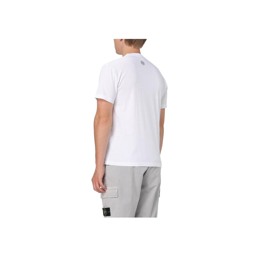 STONE ISLAND Fw24 Logo Crew Neck Short Sleeve T-Shirt Men Tops White 81152NS80-V0001