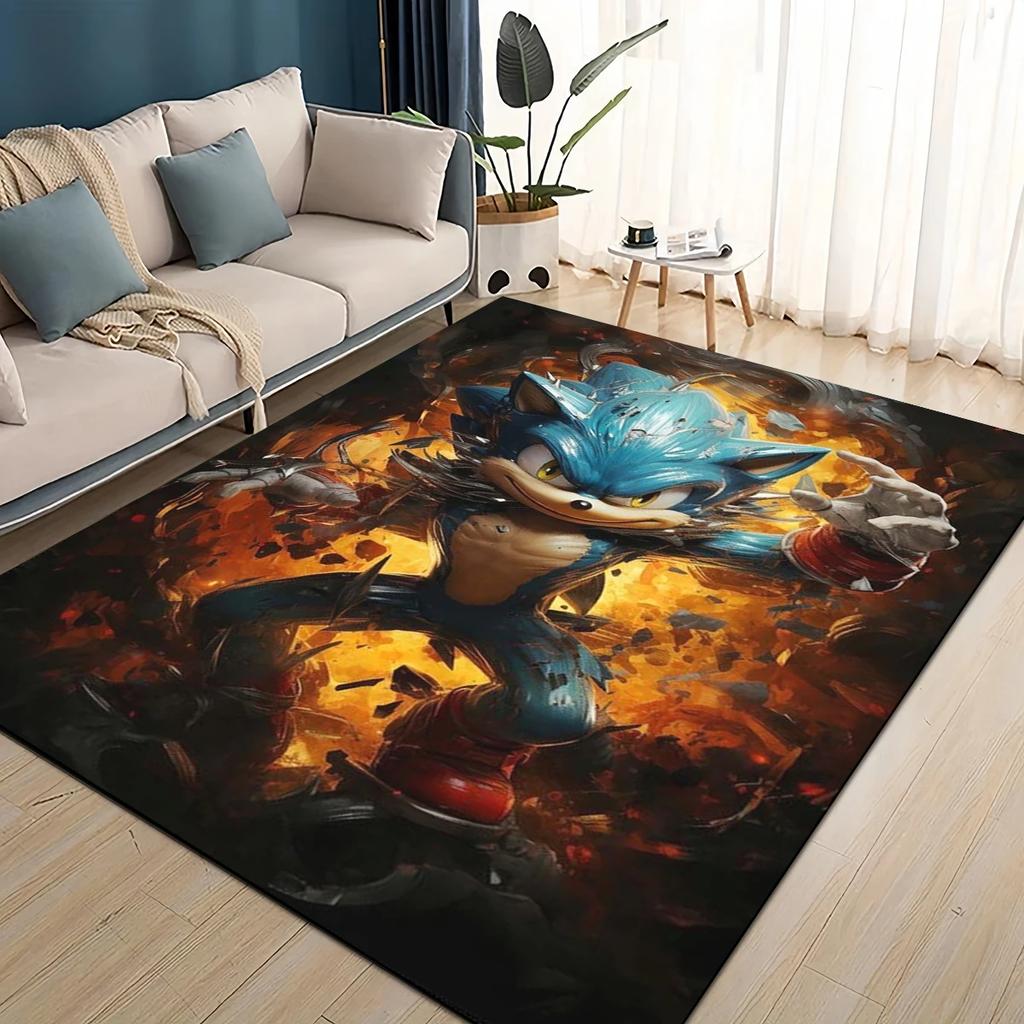 Cartoon 3D S-Sonics Retro Carpet Rug for Living Room Bedroom Home Sofa Decoration,Kids Play Non-slip Floor Mat
