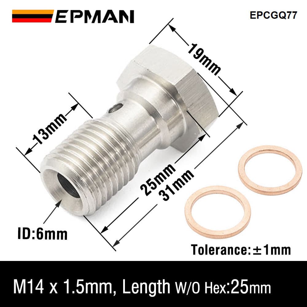 EPMAN Производительность Банджо-болт Одиночный Нержавеющая сталь 7/16" X 20 UNF, -4 AN / -3 AN / M12 / M10 Турбо Тормозная линия Универсальный EPCGQ79