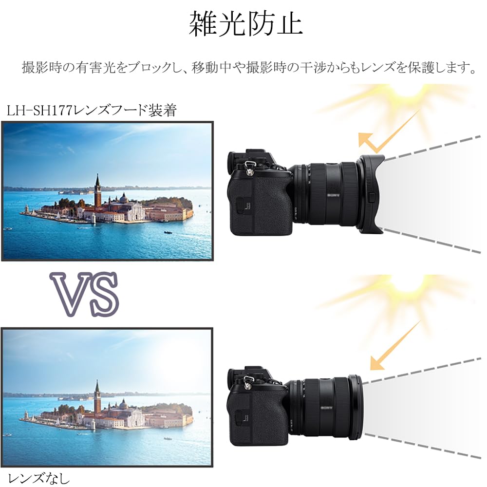 Совместимый объектив JJC Sony Совместимая бленда объектива Совместимая с объективом Sony FE GM II Бленда объектива SEL1635GM2 Двусторонняя бленда объектива Защита объектива Предотвращает