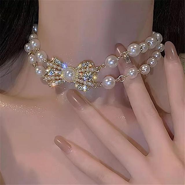 Новый модный тренд, уникальный дизайн, элегантный нежный циркон, бабочка, цветок, жемчужное ожерелье на ключице, женские ювелирные изделия, подарок на вечеринку