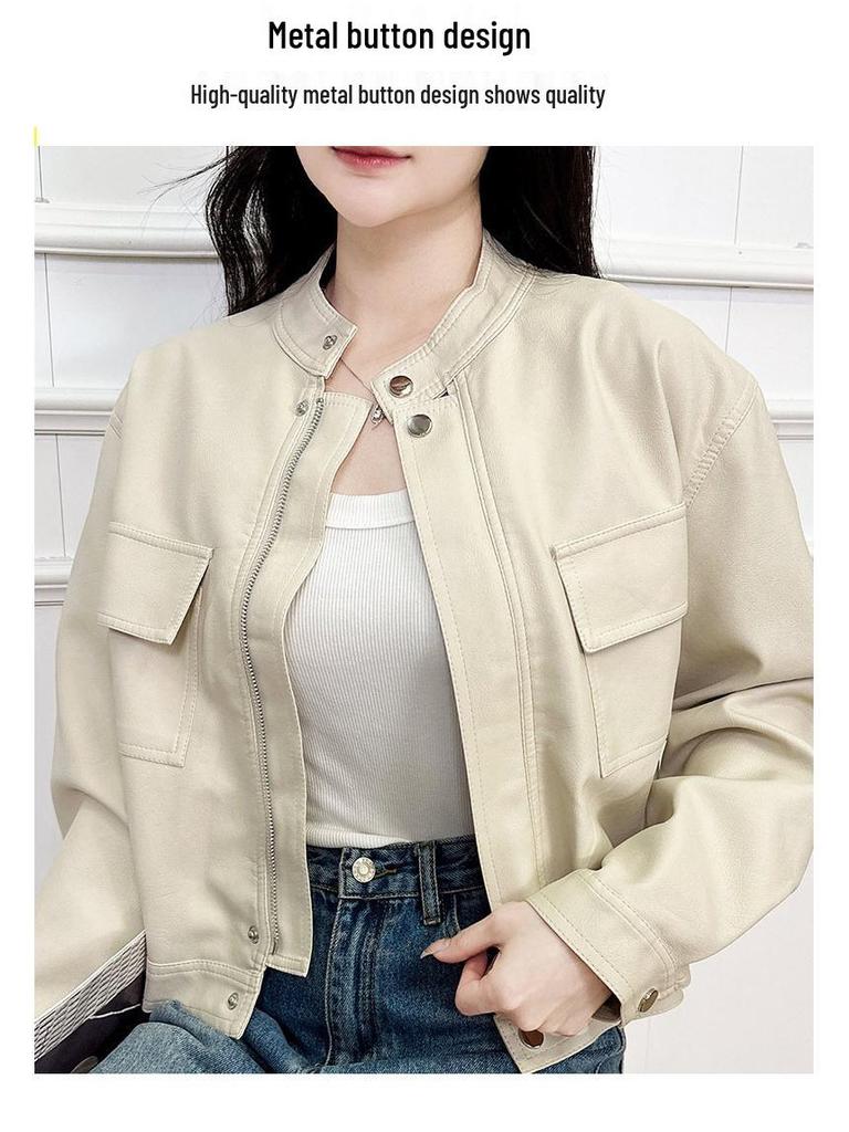 Autumn/Winter Women's Leather Jacket – Short, Loose, Slimming, and Versatile Fashionable Coat
