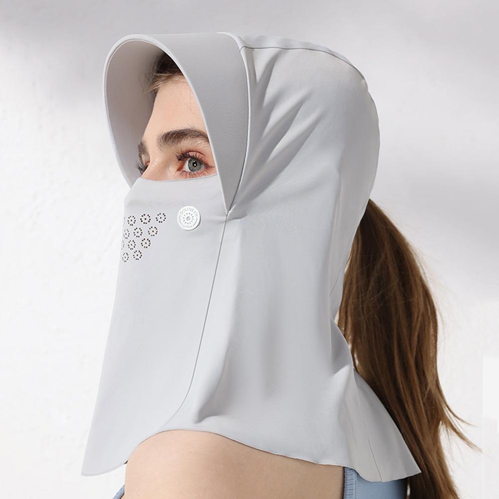 Sunscreen Full Face Visor Hat with Hair Hole Ice Silk Mask Breathable UV Protection Veil Fishing