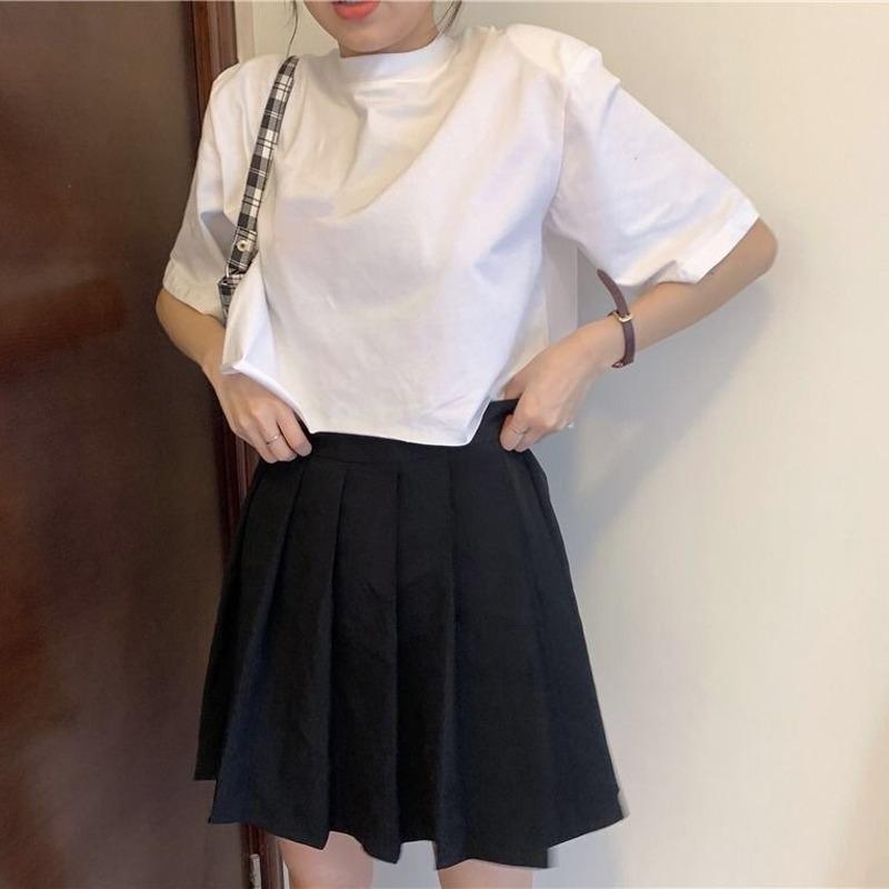 VAYLA Short Sleeve T-shirts Women Solid Cropped Tops Sexy Stylish Harajuku Streetwear Girls Cool Loose All-match Korean Style Casual